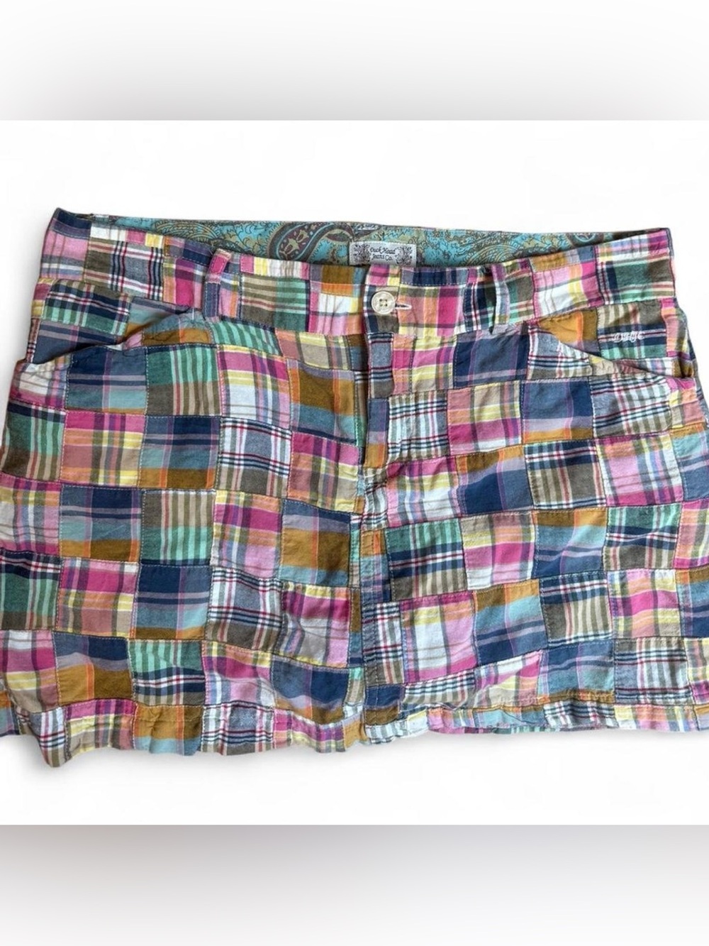 Duck Head Jeans Co Y2K Patchwork Plaid Skort Size 13 Boho Preppy